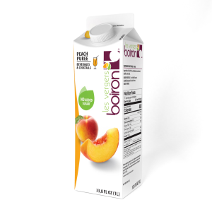 Les Vergers BOIRON SPANISH PEACH Ambient Fruit Puree 1L Carton AZZZ2873 Sterile Natural Fruit Purees for Cocktails Shrub Cider Mojitos Baking Ice Cream and Fruit Beer